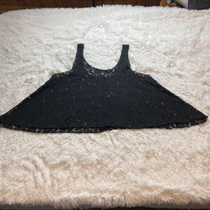 Sweet Love Black Cropped Lacy Swing Tank